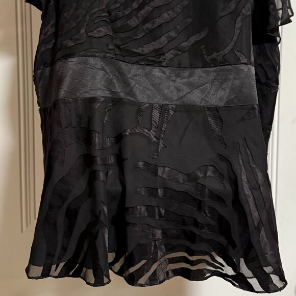 S.L. Fashions Women's Blouse SZ 22W semi-sheer satin burnout glam whimsigoth - Picture 4 of 6